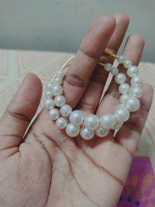 Trendy White Pearl Hoop Earrings ✨✨🌟