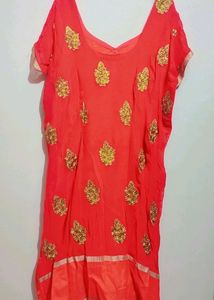 Red Party Wear Suit Salwar With Dupatta 50 Bust