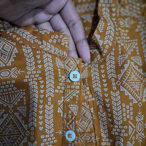 Patterned Bandhgala Style Shirt