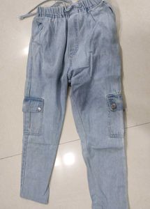 Light Wash Denim Cargo Pants