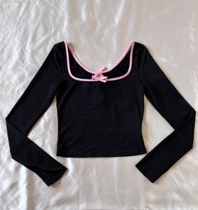 Pinterest Savana Black & Pink Bow Top