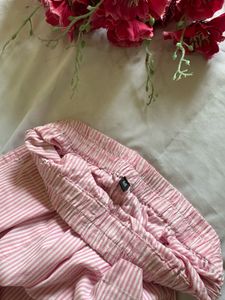 Pink Striped Straight Leg Pants