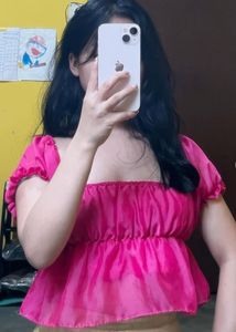 Hot Pink Puff Sleeve Top