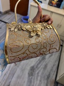 Bridal Gold Clutch/ Handle Bag