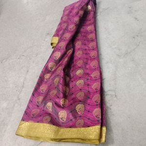 Purple Silk Saree With Simple Border