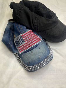 Embellished Denim & Black Baseball Caps - Bundle