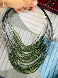 Sea Green Pearls Necklace With Earrings