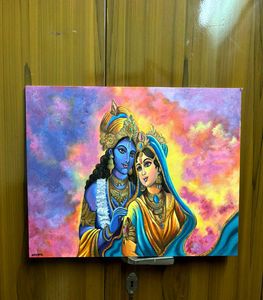 Abstract Radha Krishna Canvas Painting 16×20Inches