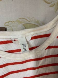 Brown Cut Out Top Red White Stripetop
