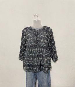 ZARA BASIC blouse top semi sheer