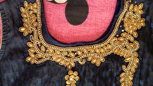 Nevy Blue Embroided Golden Work Gown