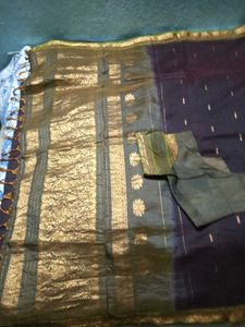 GentlyUsed KanchiPattu Saree with Stiched Blouse