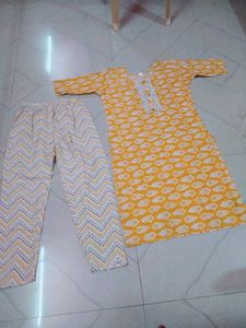 Coral Printed Kurti Set