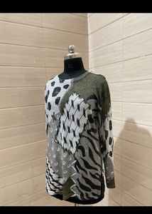 Jaguar Oversized glitter Animal Print Long Sleeve