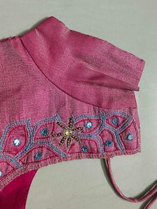 Pink Embroidered Saree Blouse