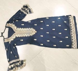 Navy Blue Embroidered Salwar Kameez