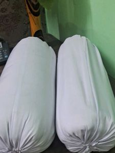 Takiya Pair of White Bolster Pillows Gift 🎁