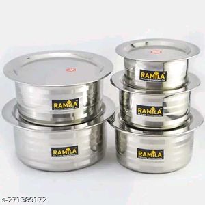 Stainless Steel Patila Bhagona Tope Set With Lid