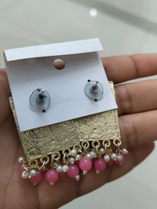 Pink &amp; Gold Indian-Inspired Earrings
