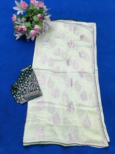 Green Jari Work Saree