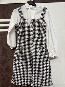 Korean Houndstooth  Jumper Dress Set
