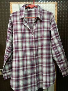Burgundy Plaid Flannel Button-Up
