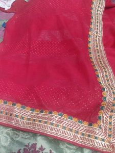Red Embellished Dupatta