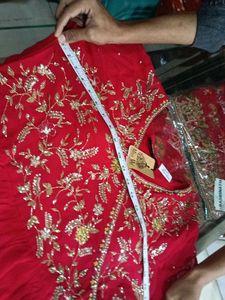 Red Embroidered Ethnic Gown Xl