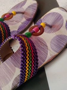 Purple Polka Dot Beaded Flip Flops