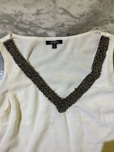 White Beaded Party Top
