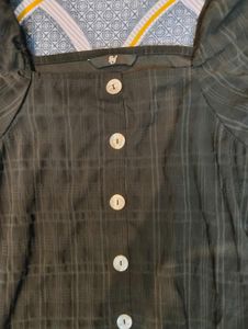 Fig Black Button Dress