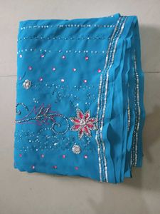 Teal Embellished Saree