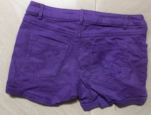 purple mini Y2K denim shorts