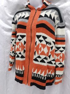 Men Colorful Patterned Knit Jacket