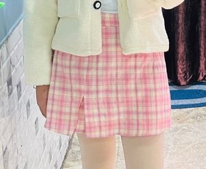 Pink Plaid Mini Skirt