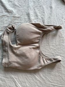 Beige Bralette Top with Cutout hoop detailing