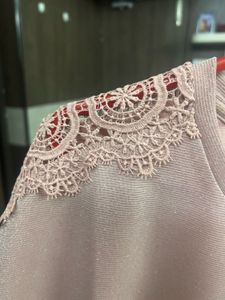 Pink Lace Shoulder Top