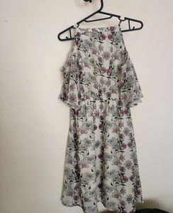 Cold-Shoulder Floral A-Line Dress