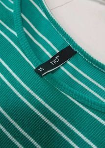 Green Striped Long Sleeve Top