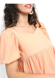 Peach Fleared Balloon Sleeves Top