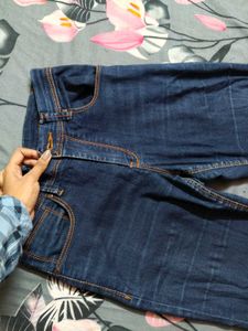 Navy Blue Boot Cut Mid Waist Jeans