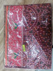 Madwadi Zari Weaving Red Cotton Chunri Duppata