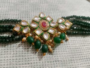 Green kundan set