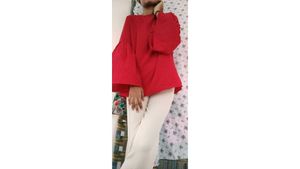 Red Bell Sleeve Top