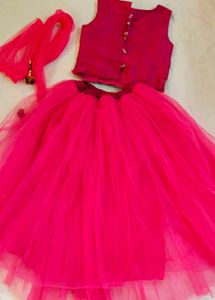 Pink Ghagra ,Top And Dupatta Set