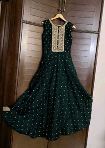 Women Green Partywear Zari Embroidery Suit Set