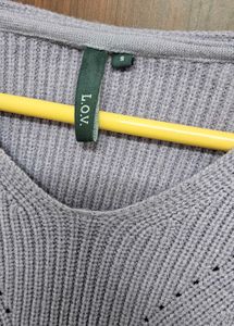 Lavender V-Neck Knit Sweater