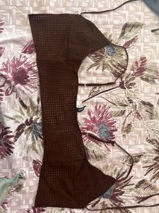 Brown Tie Front Crop Top