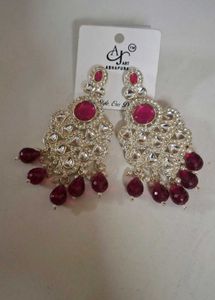 Statement Ruby &amp; Gold Earrings