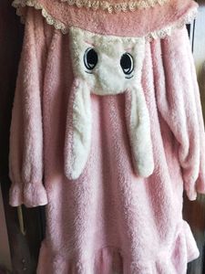 Plush Pink Nightdress Oversized Winter Korean